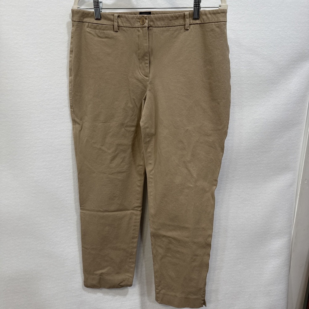 Talbots Pants Women's Size 10 Hampshire  Khaki Tapered Front Button And Zip